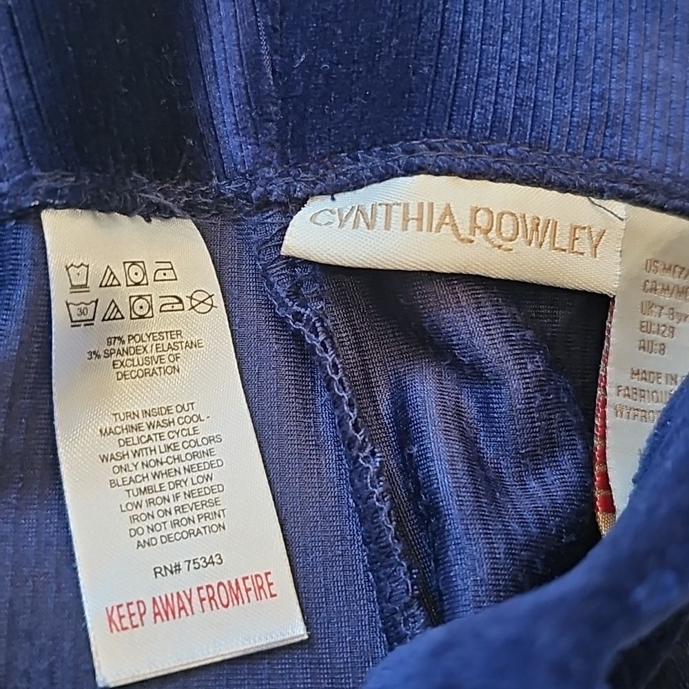 Girls Navy Blue Corduroy Suede Legging Size M - Picture 11 of 12